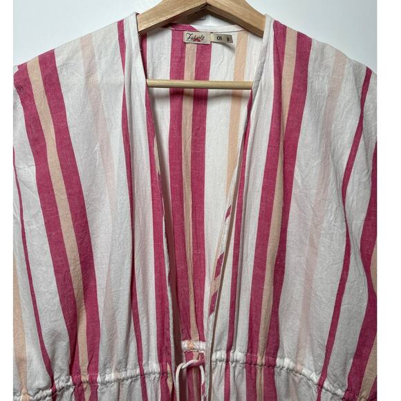 Faherty Striped Longline Duster Cotton Linen One Size Boho Beach Lightweight - Picture 4 of 14